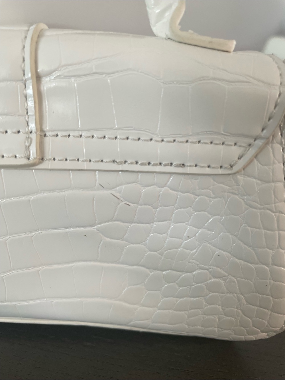 ASOS White Croc-Embossed Top Handle Bag - Picture 10 of 11